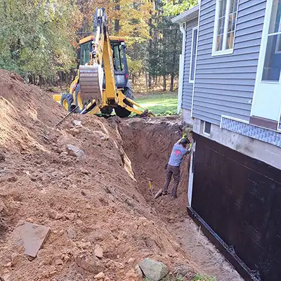 Excavation around a home